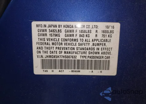 2017 Honda Fit Ex z USA, uszkodzony, nr VIN JHMGK5H77HS007632